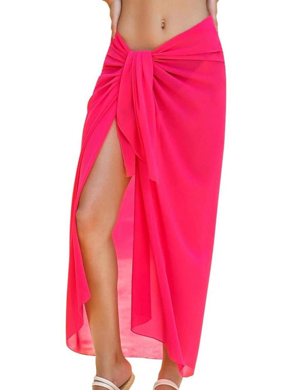 Women Rosered Polyester Beach Sarong Chiffon And Sheer Bikini Wrap for Swimwear